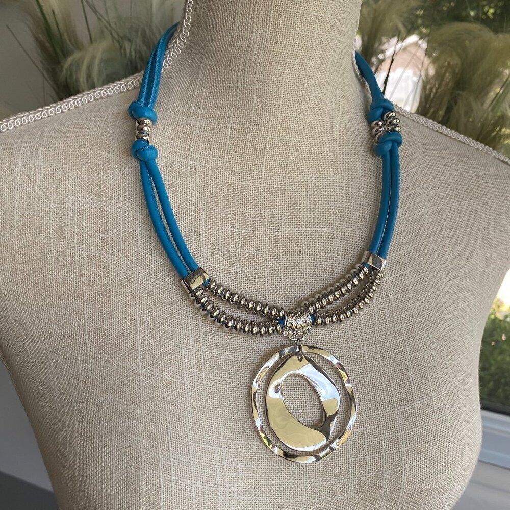Vintage Fifth Avenue Chunky Aquamarine Blue Statement  Necklace